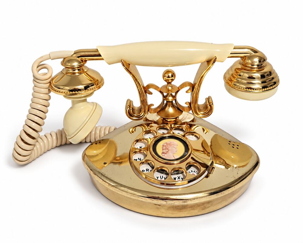 Vintage Gold Cameo Rotary Telephone Victorian Hollywood Regency Coquette